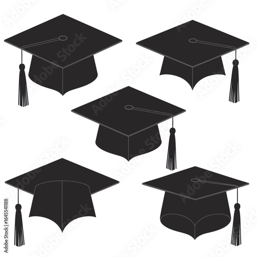 UntitledVector art of graduation caps isolated on white background a collection of mortarboards symbolizing academic achievement, education, and the celebration of graduation ceremonies