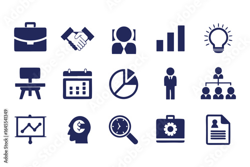 Business and Finance Icon Set. Vector Symbols for Office, Management, Analytics, and Productivity
