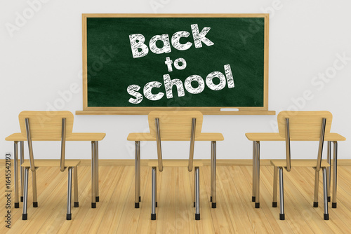Blackboard and school desk ...