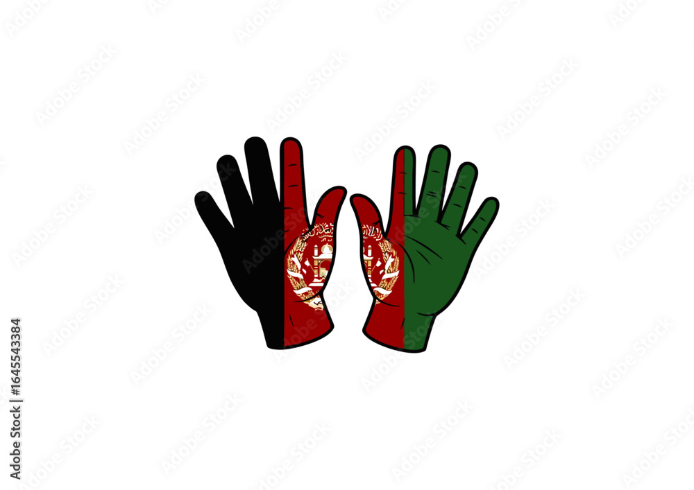 Obraz premium icon of Afghanistan flag painted on waving hands