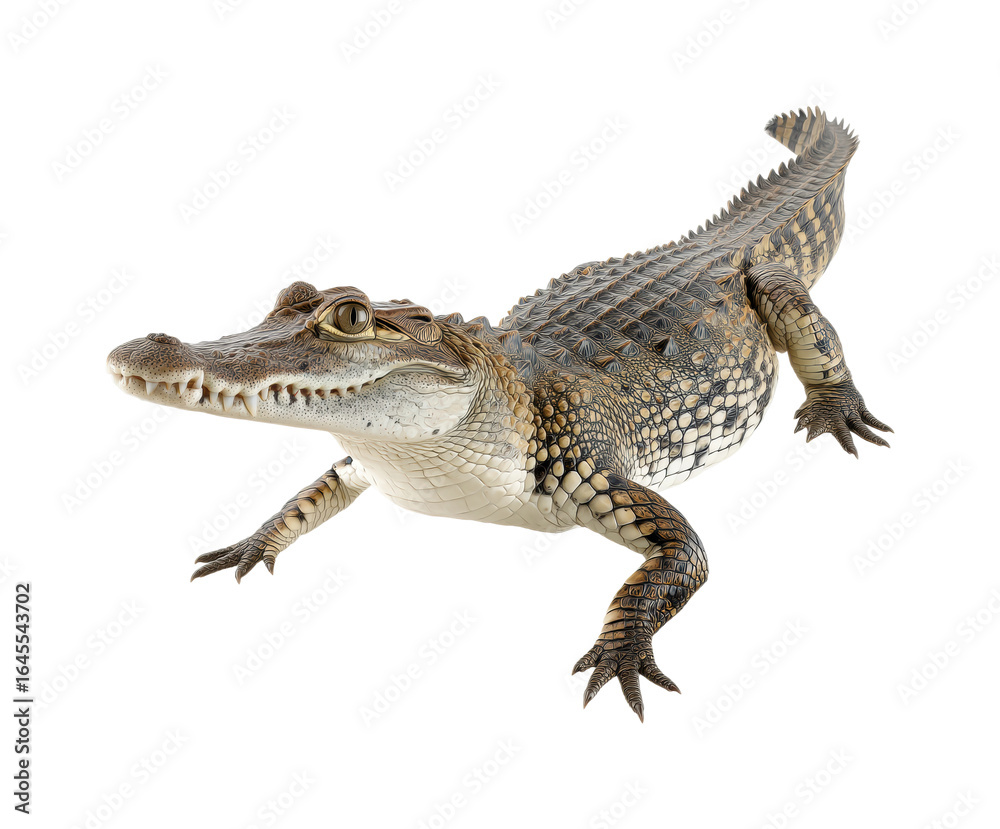 Naklejka premium Crocodile swimming in water wildlife natural habitat, isolated on transparent background, png