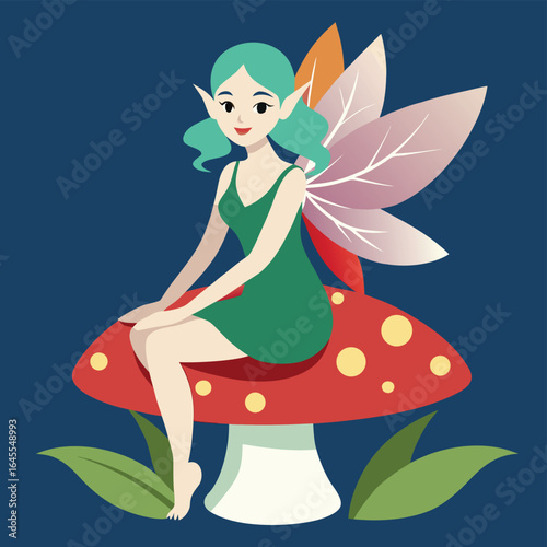fairy sitting on toadstool   (1).eps