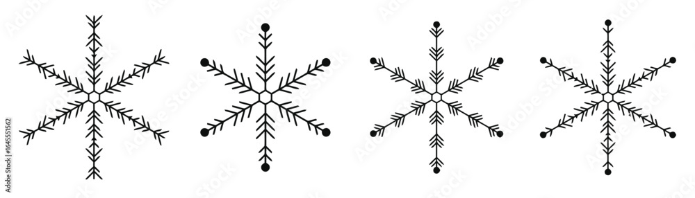Obraz premium Symmetrical snowflake patterns. Complex design. Geometric shapes.
