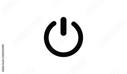 Simple black power button symbol on a white background