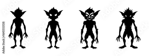 Silhouettes of three different goblins.