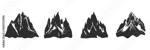 Silhouette of four mountain ranges.