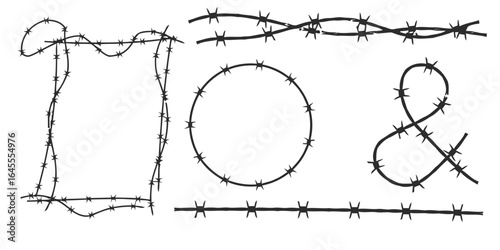 Barbed wire shapes, various forms.