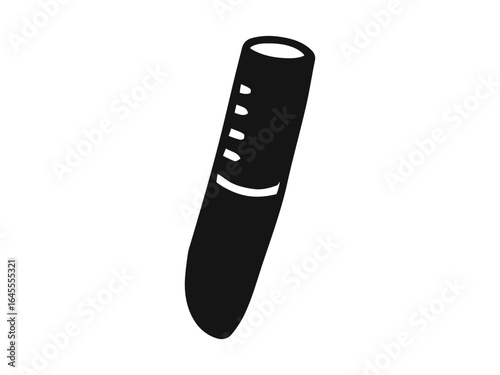 Simple black lipstick tube, stylized design.
