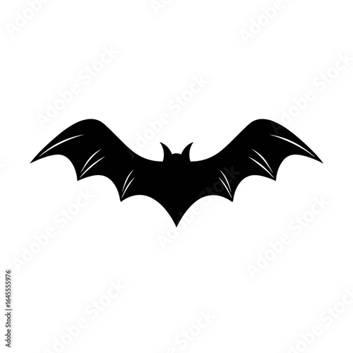 Vector silhouette of a bat with outstretched wings. Perfect for Halloween decorations, spooky themes, or nocturnal animal representations.

