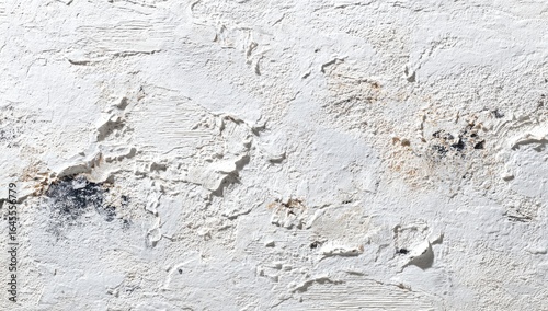 Textured white wall with subtle beige and gray accents, showing a heavily-impastoed, rough, and uneven surface with areas of chipped paint