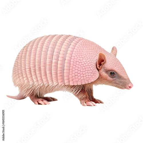 Pink Fairy Armadillo – The smallest species of armadillo with a pink shell and tiny body, on transparent background