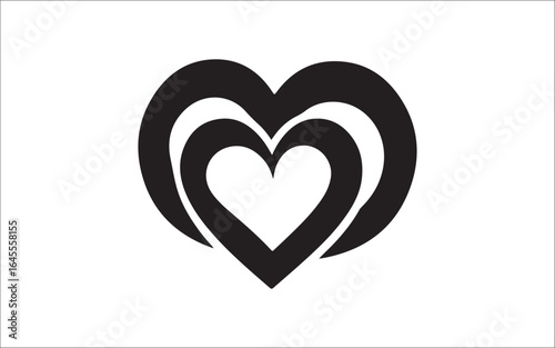 Heart Love Icon Romantic Symbol Silhouette for Valentine and Wedding Designs