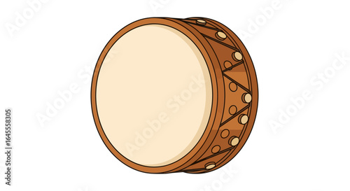 Cartoon illustration of a traditional Irish bodhrán drum.