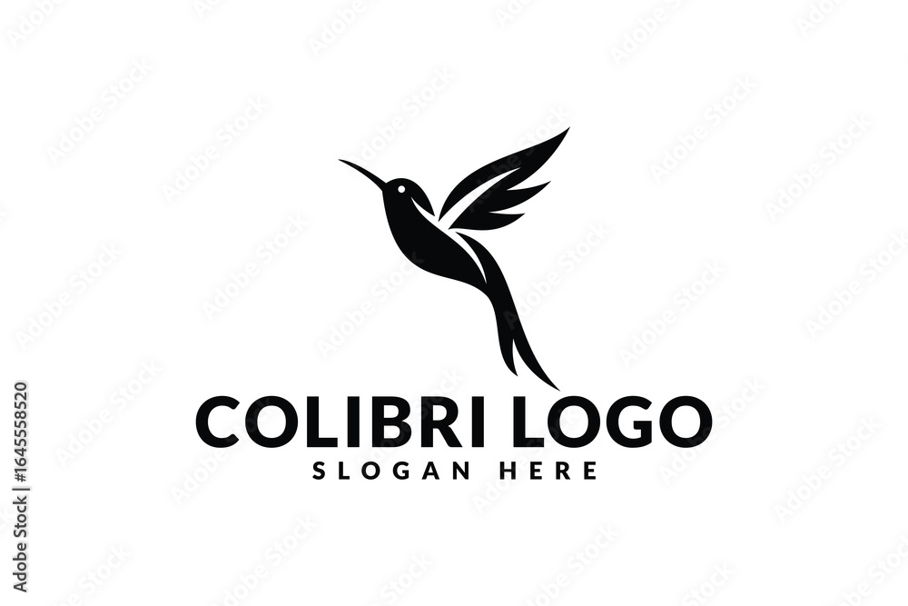 Fototapeta premium hummingbird logo design. logo icon vector silhouette illustration