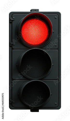 Traffic management red light signal urban intersection daytime, isolated on transparent background, png