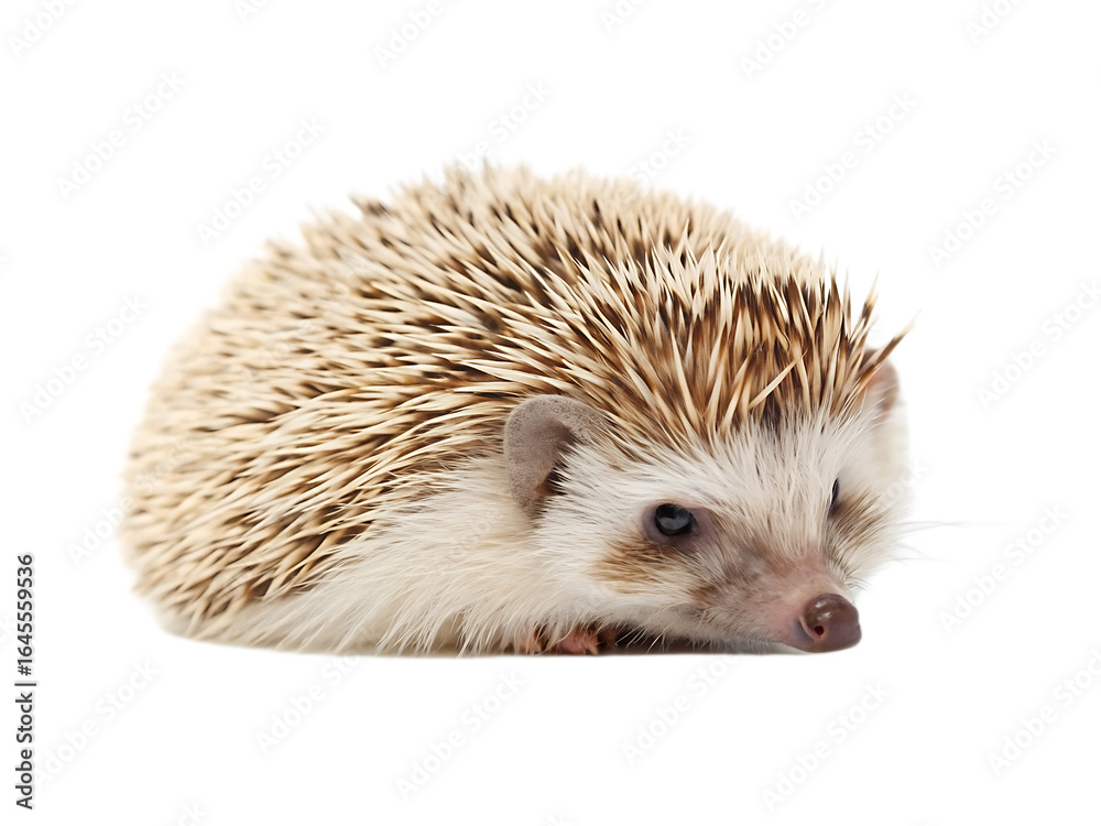 Obraz premium A close up shot of a hedgehog with its quills visible against a black background in studio lighting