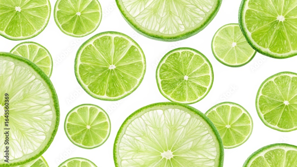 Floating Lime Slices Circular Composition, Vibrant Green Hues, Refreshing Concept, lime, citrus Floating Lime Slices Circular Composition, Vibrant Green Hues, Refreshing Concept, lime, citrus