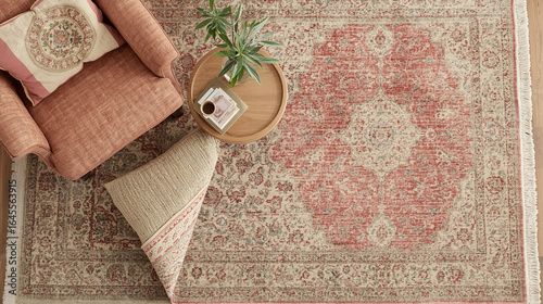 Elegant Vintage Style Oriental Rug in Living Room Interior Design