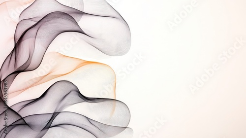Elegant abstract smoke waves in soft colors flowing gracefully across a minimalist background