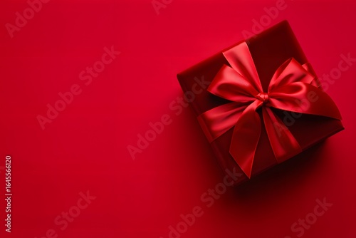 A surprise red gift box with a red ribbon and bow is a perfect holiday celebration present