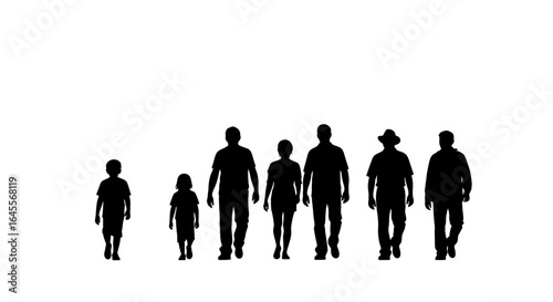 multigenerational family walking silhouettes illustrating unity growth and legacy for family businesses heritage projects and multigenerational marketing campaigns