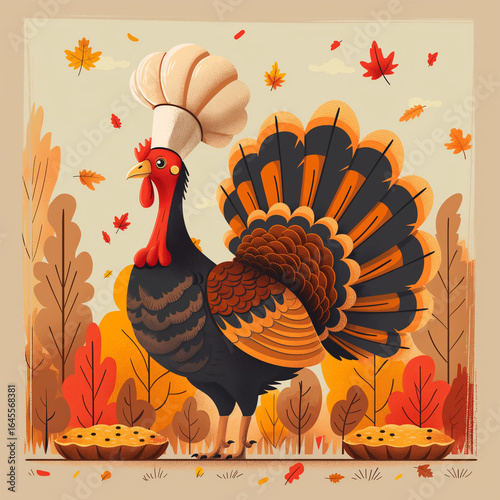 Minimalist Turkey with Abstract Pie Shapes