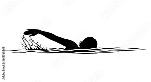 powerful silhouette of a swimmer conveying effortless grace strength and the triumph of overcoming challenges in water sports