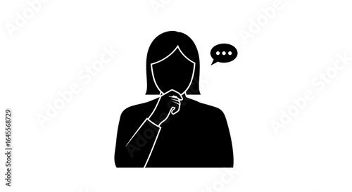 woman in thought silhouette icon representing contemplation decisionmaking or problemsolving for websites presentations and social media