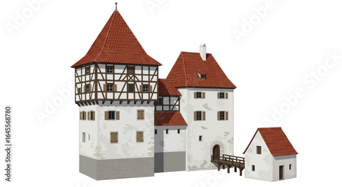 medieval castle illustration enhance your historical fiction game design or tourism brochure with this detailed architectural rendering of a charming fortified structure