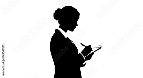 empowered businesswoman taking notes strategic planning goal setting and achieving success