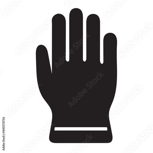 Black silhouette of a hand wearing a glove with a white stripe vector