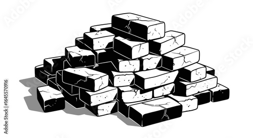 broken bricks pile illustrating demolition construction waste or the fragility of systems perfect for articles reports and presentations on decay ruin or redevelopment