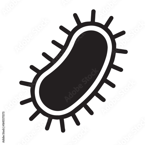Black simple icon of a bacillus bacterium with flagella on white background microbe microorganism