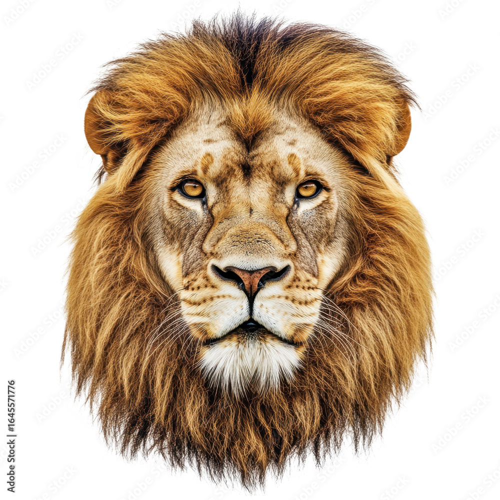 Fototapeta premium Majestic lion king of the jungle, isolated on transparent background
