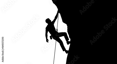 conquer challenges silhouette of a climber ascending a steep rock face symbolizing determination and overcoming obstacles