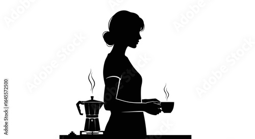 woman silhouetted enjoying a fresh cup of coffee perfect for websites blogs and articles on morning routines coffee culture or simple pleasures