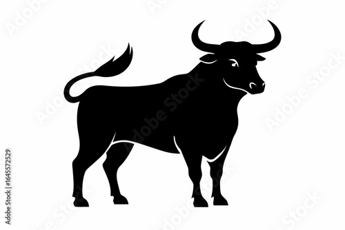 Powerful bull silhouette, symbol of strength and power.
