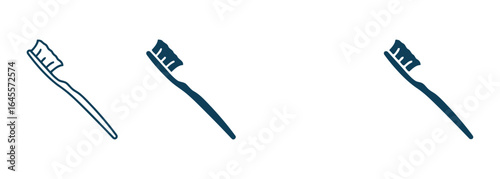 Three simple toothbrushes.