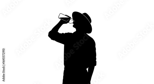 silhouette of a thirsty man drinking refreshing beverage perfect for health hydration and agriculture themes