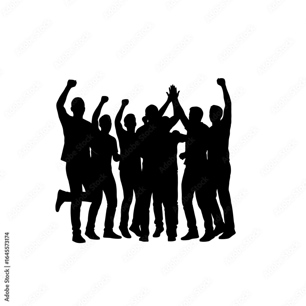 Fototapeta premium celebrate success a powerful silhouette of a jubilant team achieving a shared victory ideal for business sports and teamwork concepts