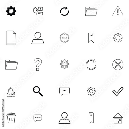 daily use editable icon set, Office  line vector bundle
