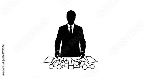 businessman strategically managing finances and documents achieving financial success and business growth