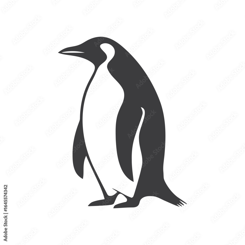 Naklejka premium Penguin silhouette, standing strong.
