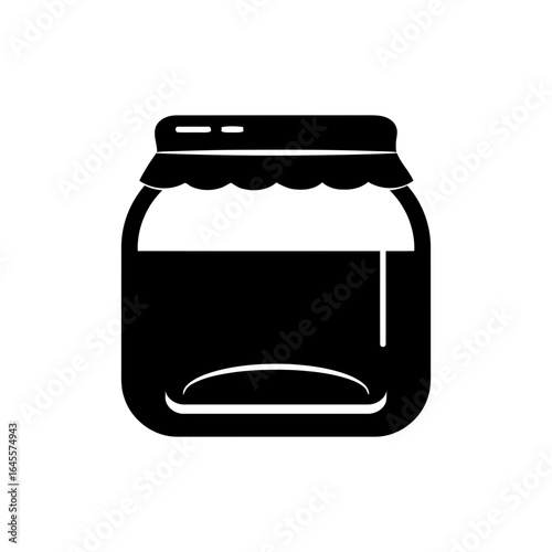 A filled glass jar with a lid.
