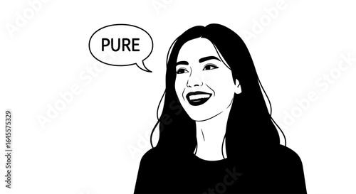 joyful womans portrait a pure and authentic black and white illustration for branding social media and positive messaging campaigns