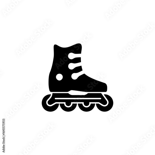 Black silhouette of roller skates.
