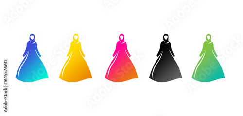 muslimah hijab set logo colorful design