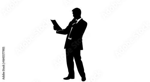 strategic businessman reviewing documents contemplating growth problemsolving and making crucial decisions for company success