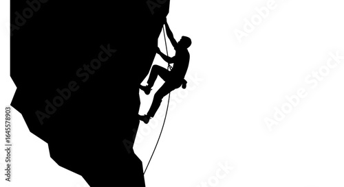 overcome challenges silhouette of a climber ascending a steep rock face symbolizing perseverance determination and the pursuit of success