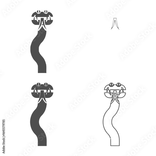 Serpentine creature with gaping maw, multiple views.
